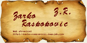 Žarko Raspopović vizit kartica